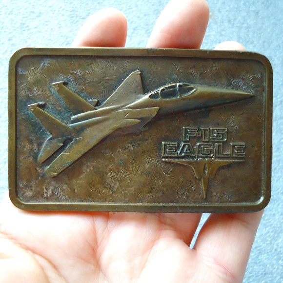 Vintage 1977 F-15 War Eagle Fighter Jet Usaf Air Force Belt Buckle - Picture 2 of 5